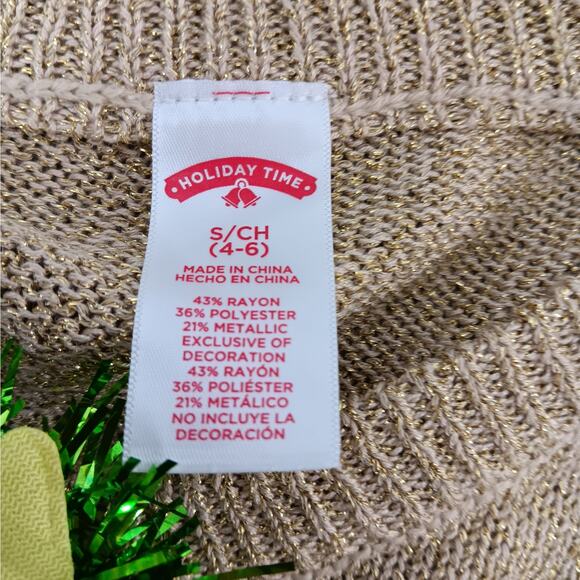 Holiday Time Dimensional Christmas Tree Ugly Sweater Size Small Ruffle Sleeves - Picture 11 of 12